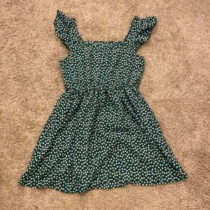 Ruffle Trim Button Back Floral Dress